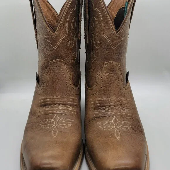 Justin Gypsy Chellie Western Booties Women 7.5B Tan Leather Square Ankle GY9510 - Picture 7 of 16